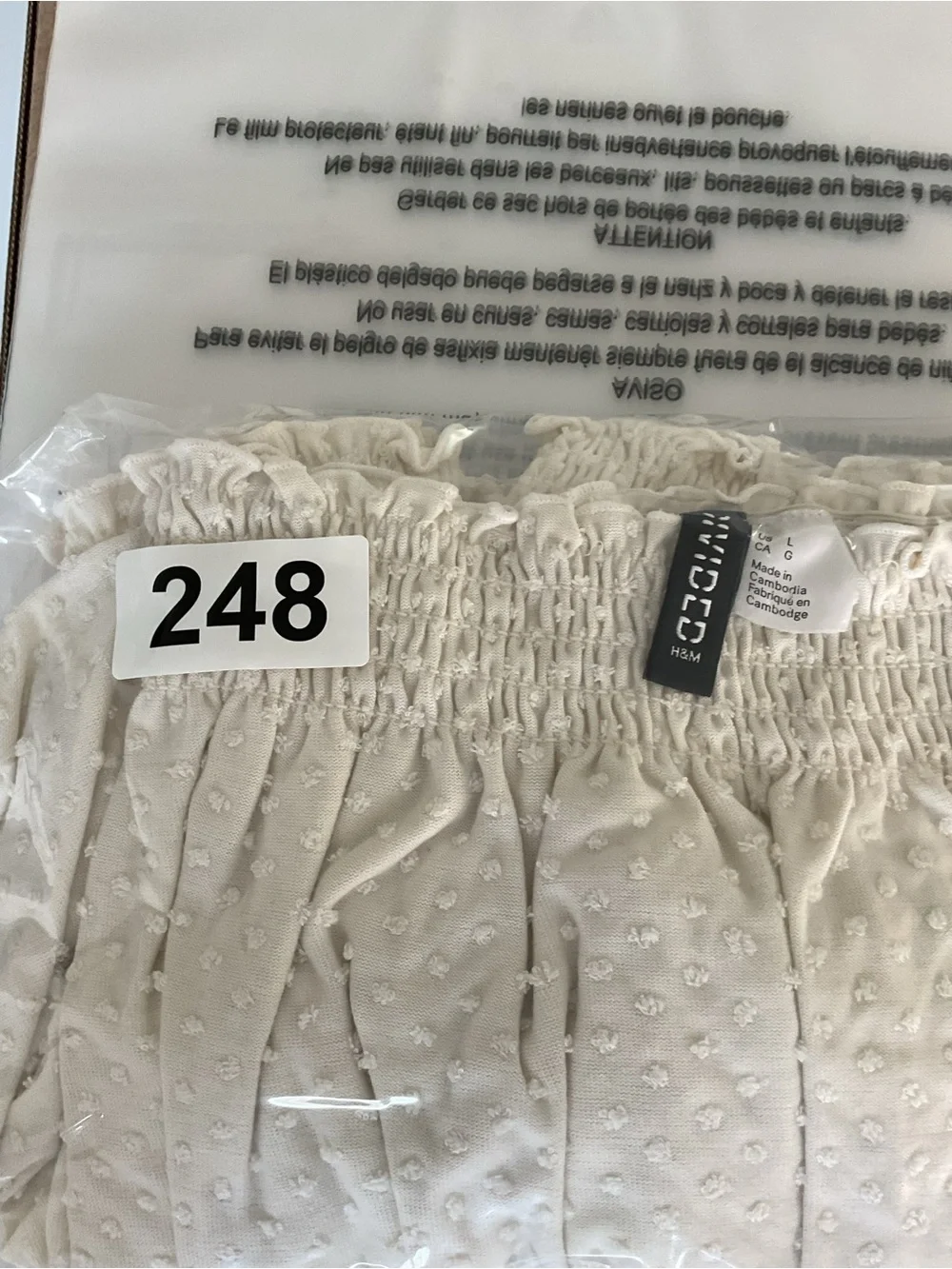 H&M Cream Off-Shoulder Swiss Dot Crop Top